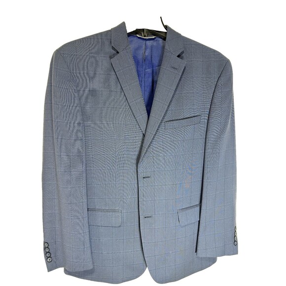Marc New York Men's Blue Modern-Fit Plaid Blazer Suit Sport Coat Jacket 40S - Picture 2 of 8